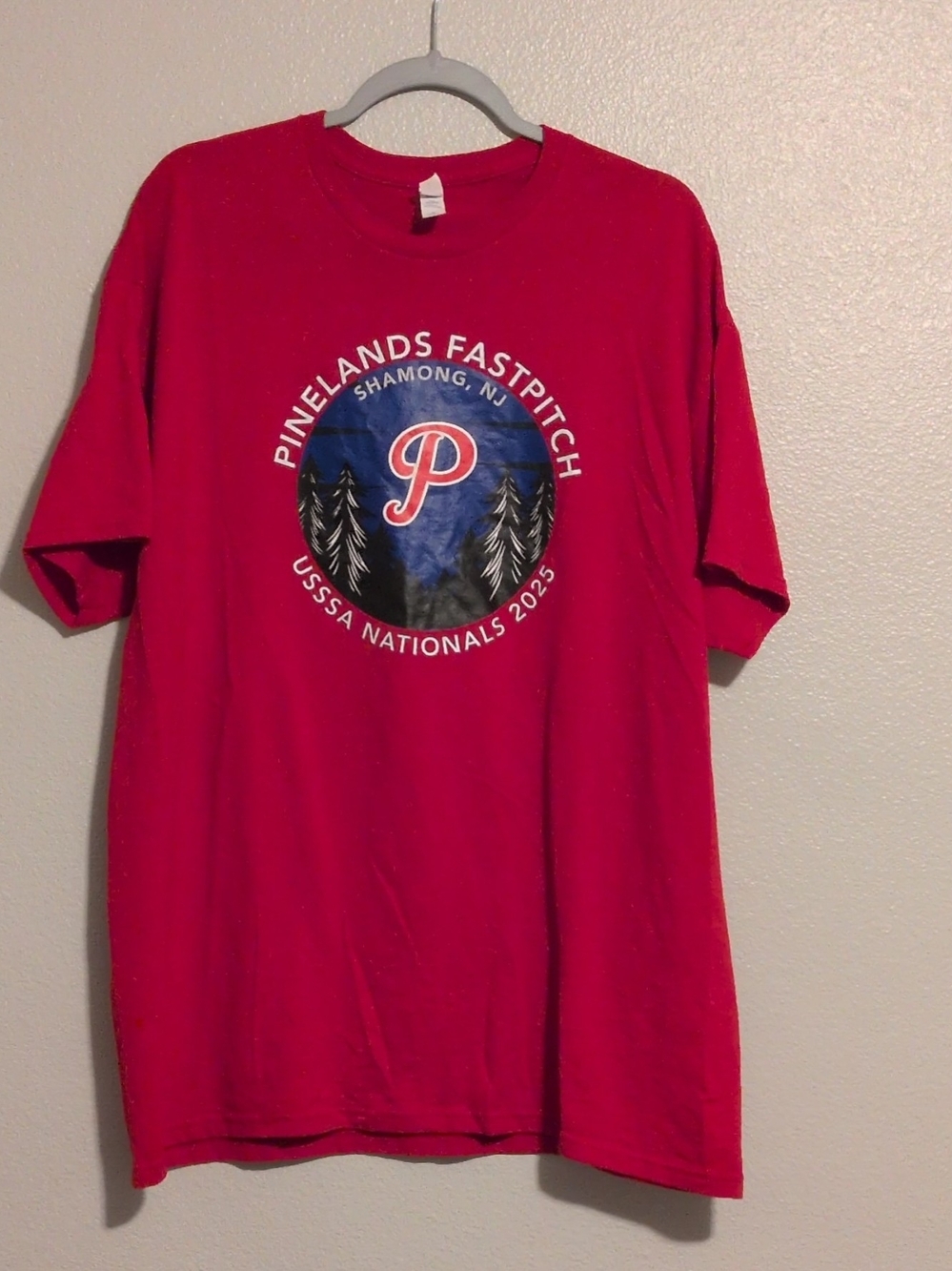 Pinelands Fastpitch T Shirt USSSA Nationals 2025 Shamong NJ Red Tee NWOT Size XL